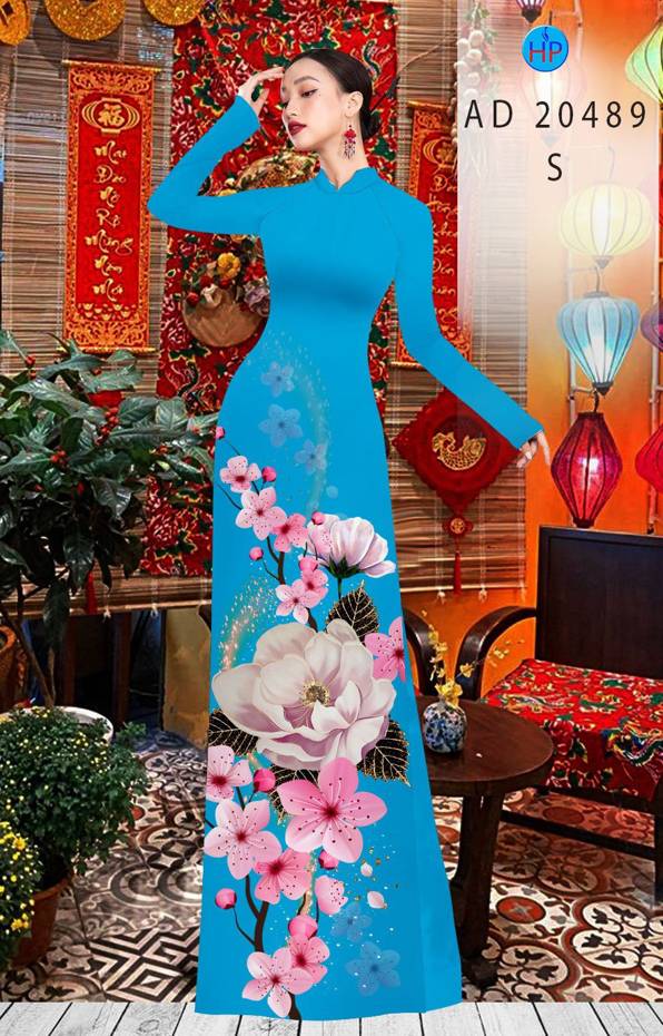 Vải Áo Dài Hoa Đào kiểu mới AD 20489 42 Vải Áo Dài Hoa Đào kiểu mới AD 20489