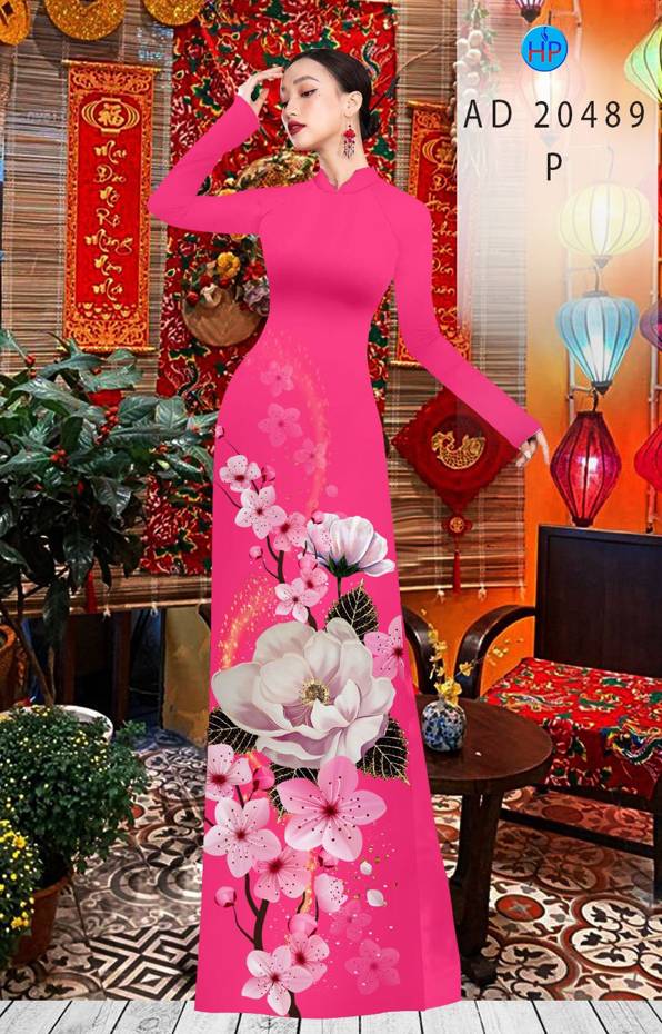 Vải Áo Dài Hoa Đào kiểu mới AD 20489 44 Vải Áo Dài Hoa Đào kiểu mới AD 20489