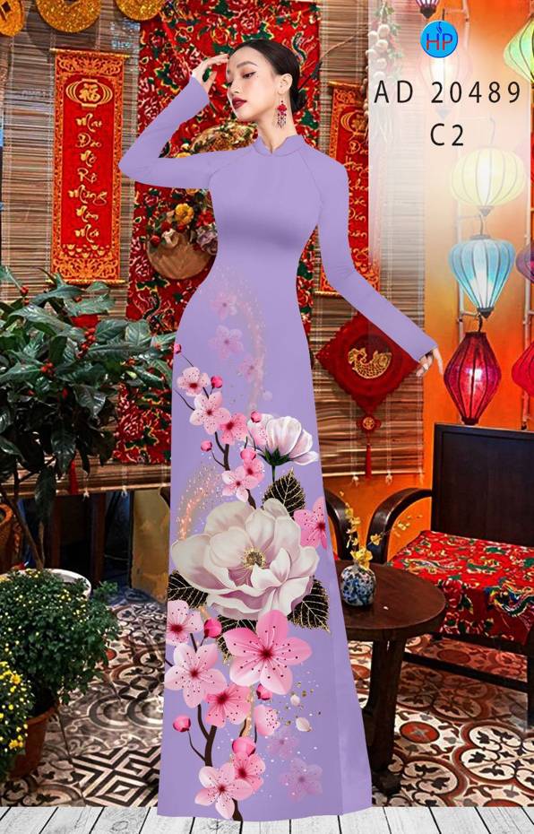 Vải Áo Dài Hoa Đào kiểu mới AD 20489 45 Vải Áo Dài Hoa Đào kiểu mới AD 20489