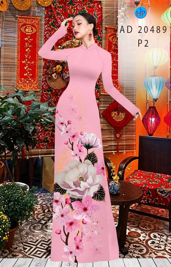 Vải Áo Dài Hoa Đào kiểu mới AD 20489 50 Vải Áo Dài Hoa Đào kiểu mới AD 20489