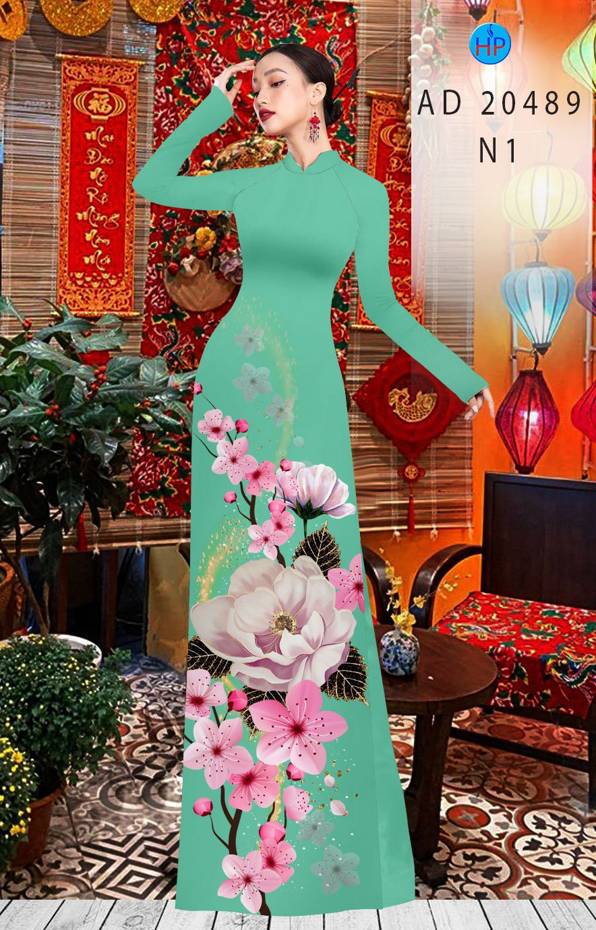 Vải Áo Dài Hoa Đào kiểu mới AD 20489 48 Vải Áo Dài Hoa Đào kiểu mới AD 20489