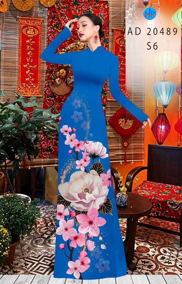 Vải Áo Dài Hoa Đào kiểu mới AD 20489 52 Vải Áo Dài Hoa Đào kiểu mới AD 20489