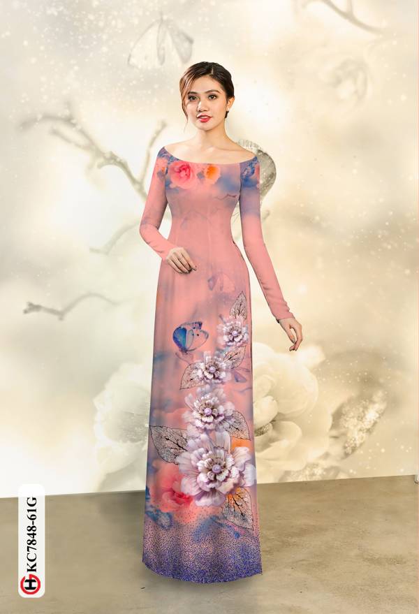Vải Áo Dài Hoa In 3D thiết kế 2020 AD KC7848