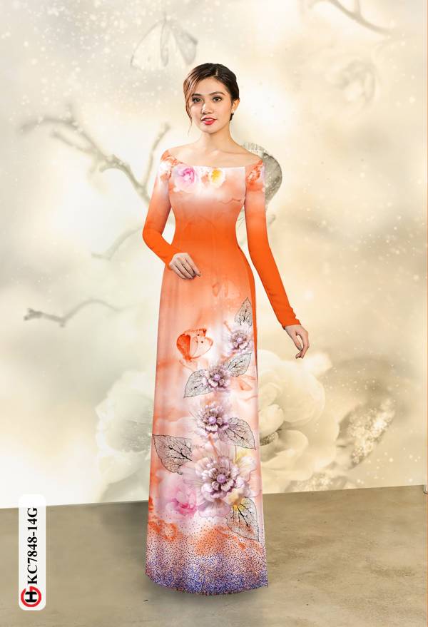 Vải Áo Dài Hoa In 3D thiết kế 2020 AD KC7848