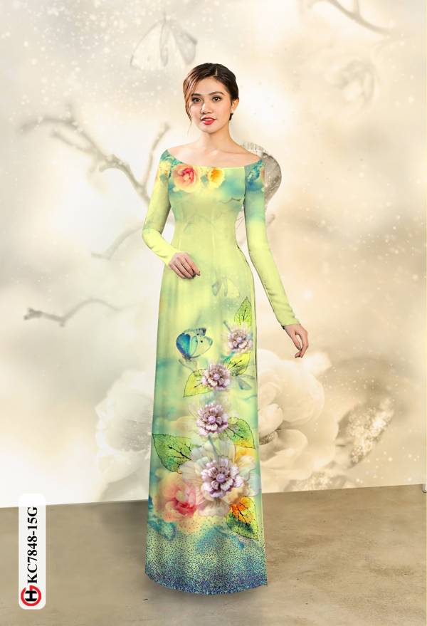 Vải Áo Dài Hoa In 3D thiết kế 2020 AD KC7848
