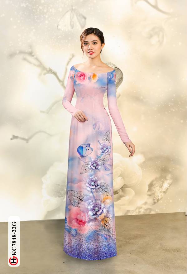 Vải Áo Dài Hoa In 3D thiết kế 2020 AD KC7848