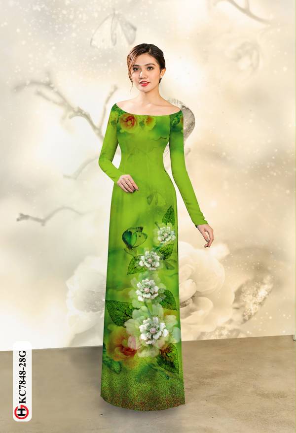 Vải Áo Dài Hoa In 3D thiết kế 2020 AD KC7848