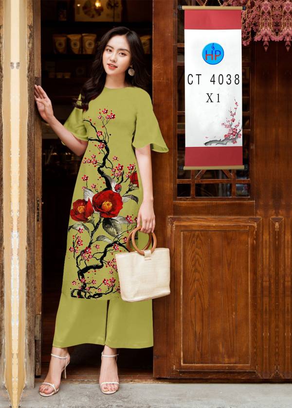 Vải Áo Dài Cách Tân Hoa Đào kiểu mới AD 4038 37 Vải Áo Dài Cách Tân Hoa Đào kiểu mới AD 4038