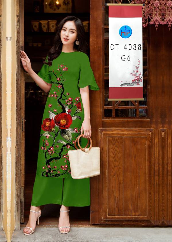 Vải Áo Dài Cách Tân Hoa Đào kiểu mới AD 4038 46 Vải Áo Dài Cách Tân Hoa Đào kiểu mới AD 4038