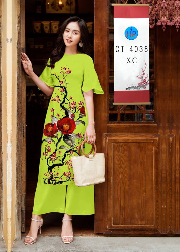 Vải Áo Dài Cách Tân Hoa Đào kiểu mới AD 4038 43 Vải Áo Dài Cách Tân Hoa Đào kiểu mới AD 4038