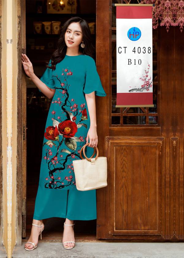 Vải Áo Dài Cách Tân Hoa Đào kiểu mới AD 4038 49 Vải Áo Dài Cách Tân Hoa Đào kiểu mới AD 4038