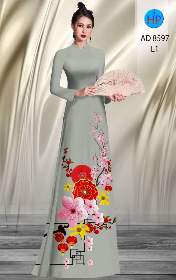 Vải Áo Dài Hoa Đào thiết kế 2020 AD 8597