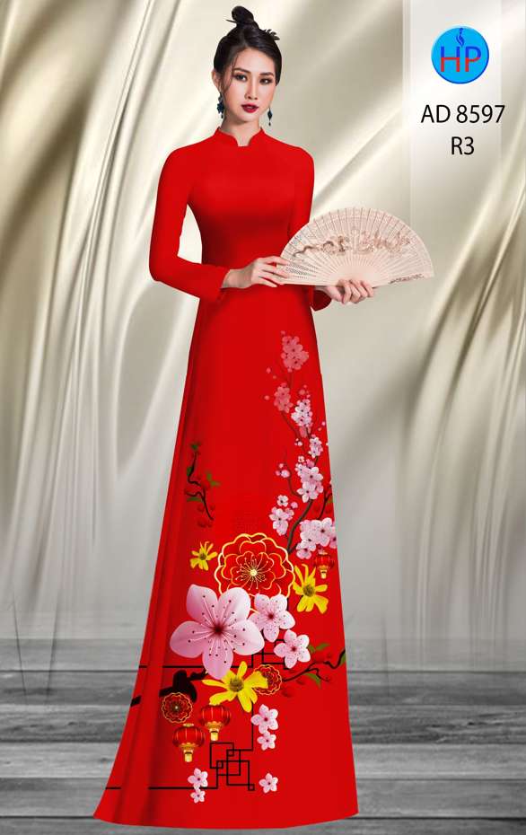 Vải Áo Dài Hoa Đào thiết kế 2020 AD 8597