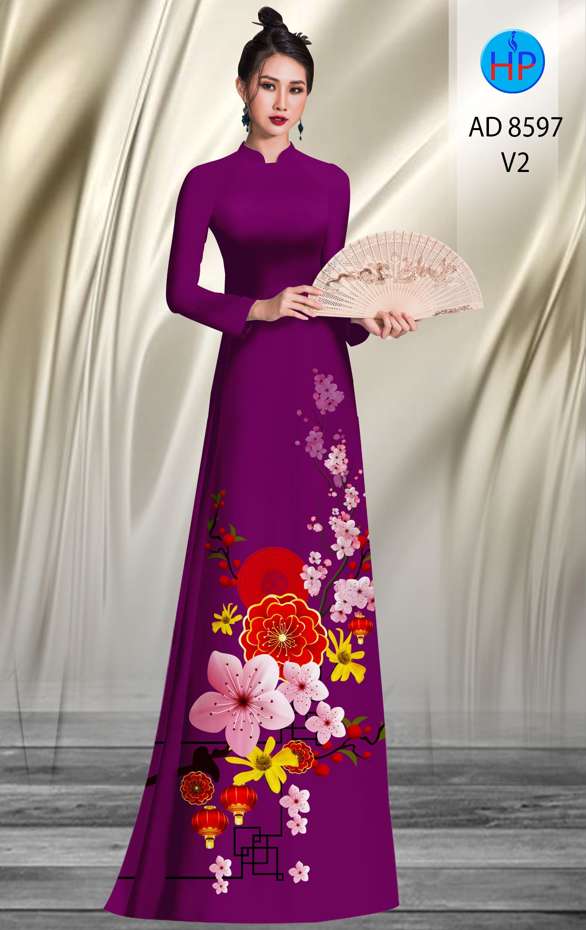 Vải Áo Dài Hoa Đào thiết kế 2020 AD 8597