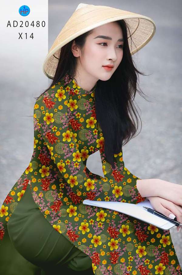 Vải Áo Dài Hoa Mai Vàng kiểu mới AD 20480