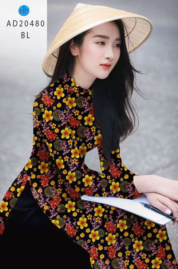 Vải Áo Dài Hoa Mai Vàng kiểu mới AD 20480