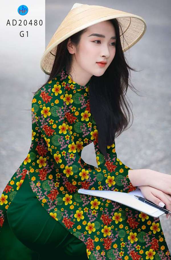 Vải Áo Dài Hoa Mai Vàng kiểu mới AD 20480