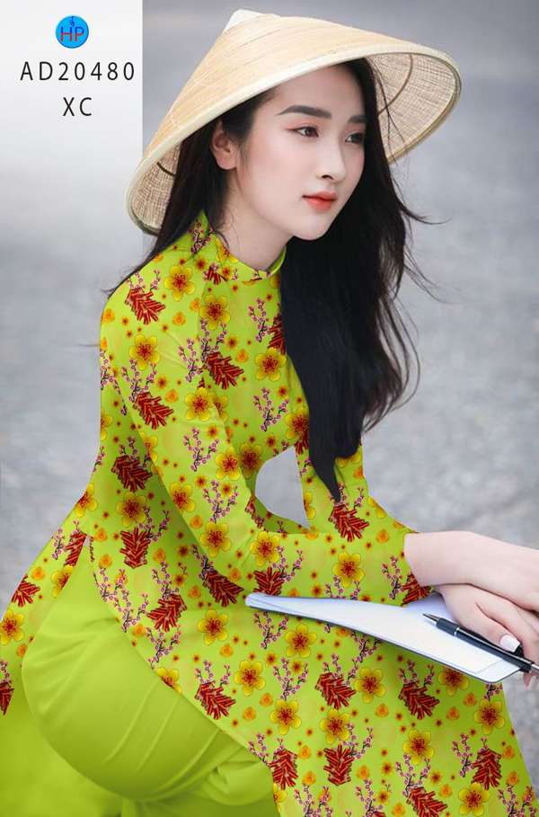 Vải Áo Dài Hoa Mai Vàng kiểu mới AD 20480