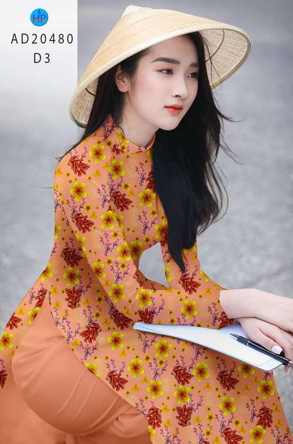 Vải Áo Dài Hoa Mai Vàng kiểu mới AD 20480