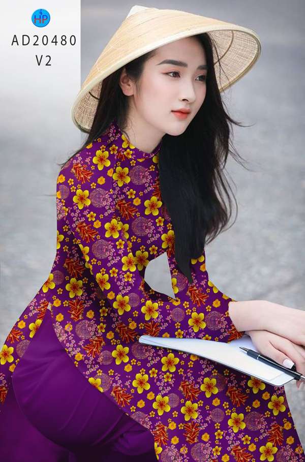 Vải Áo Dài Hoa Mai Vàng kiểu mới AD 20480