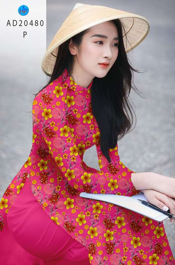 Vải Áo Dài Hoa Mai Vàng kiểu mới AD 20480