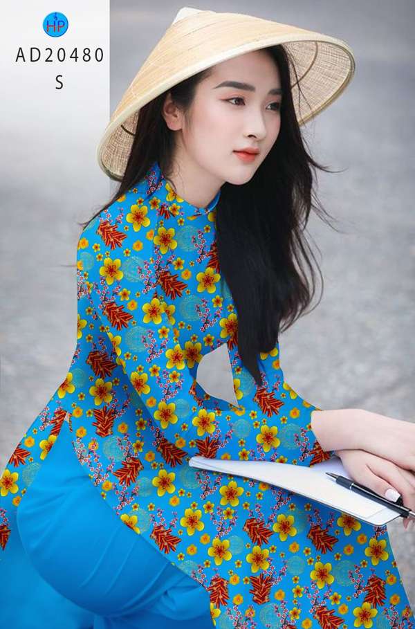 Vải Áo Dài Hoa Mai Vàng kiểu mới AD 20480