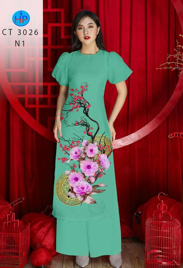 Vải Áo Dài Hoa Đào mới ra AD CT3026