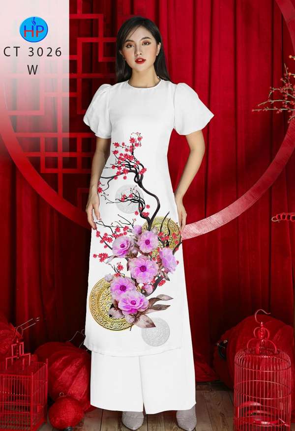 Vải Áo Dài Hoa Đào mới ra AD CT3026