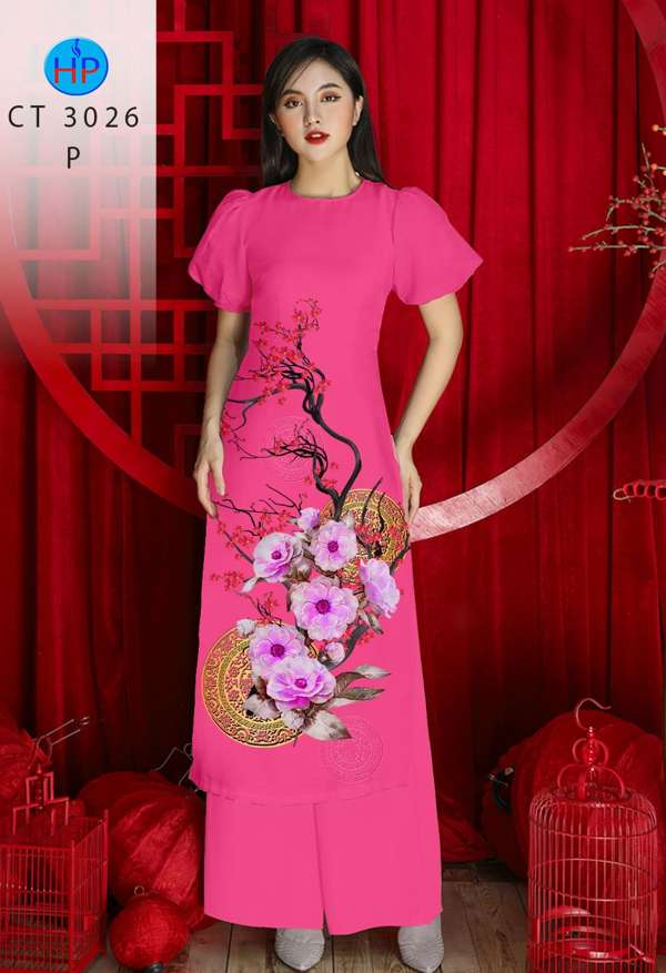 Vải Áo Dài Hoa Đào mới ra AD CT3026