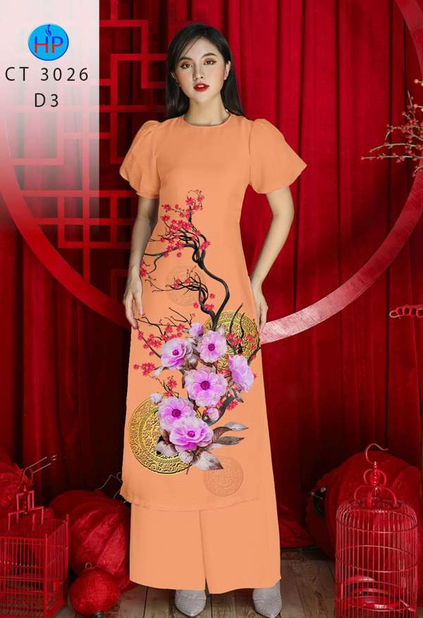 Vải Áo Dài Hoa Đào mới ra AD CT3026