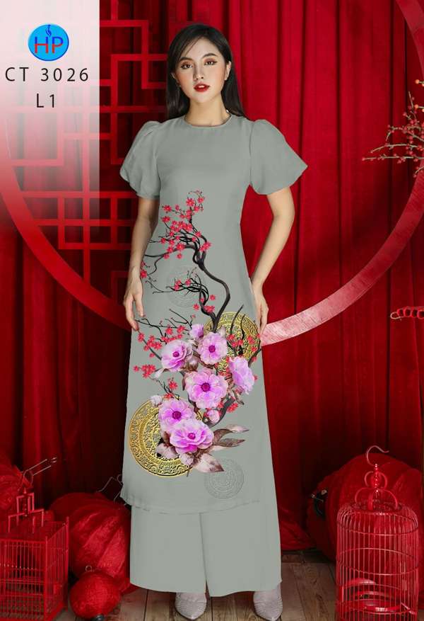 Vải Áo Dài Hoa Đào mới ra AD CT3026