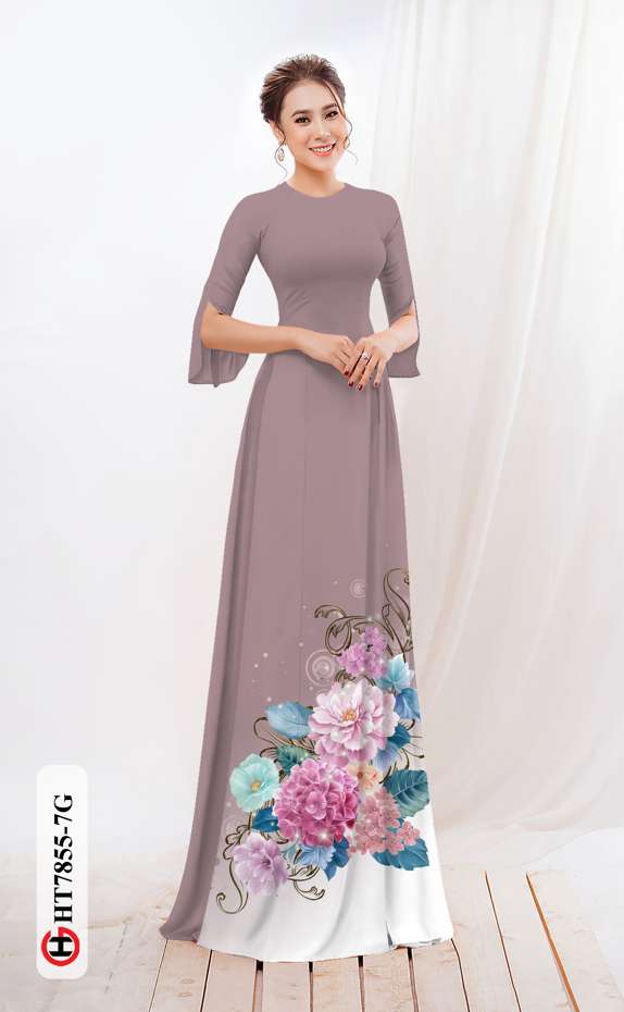 Vải Áo Dài Hoa In 3D thiết kế 2020 AD HT7855