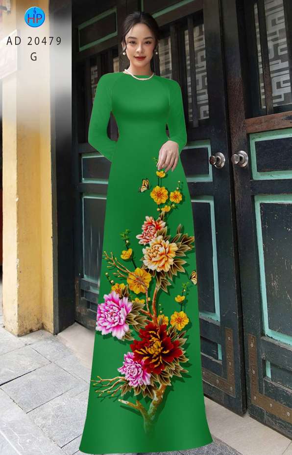 Vải Áo Dài Hoa In 3D mới ra AD 20479