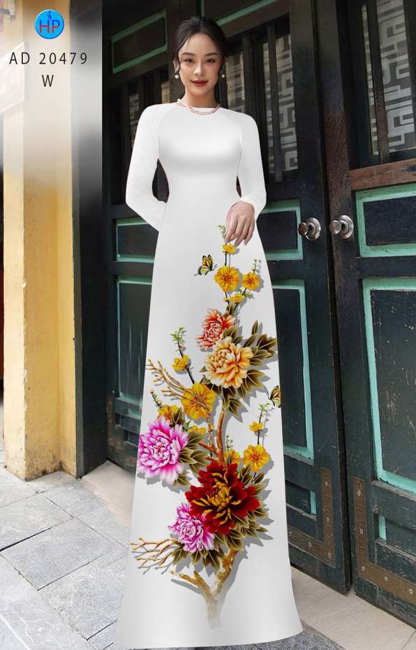 Vải Áo Dài Hoa In 3D mới ra AD 20479