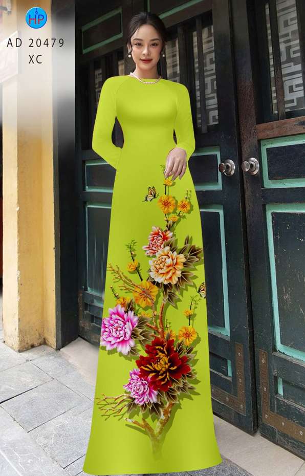 Vải Áo Dài Hoa In 3D mới ra AD 20479
