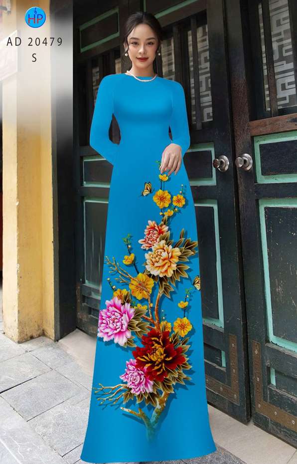 Vải Áo Dài Hoa In 3D mới ra AD 20479