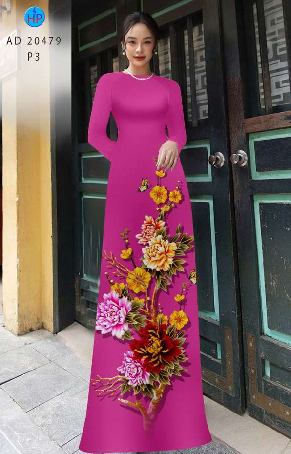 Vải Áo Dài Hoa In 3D mới ra AD 20479