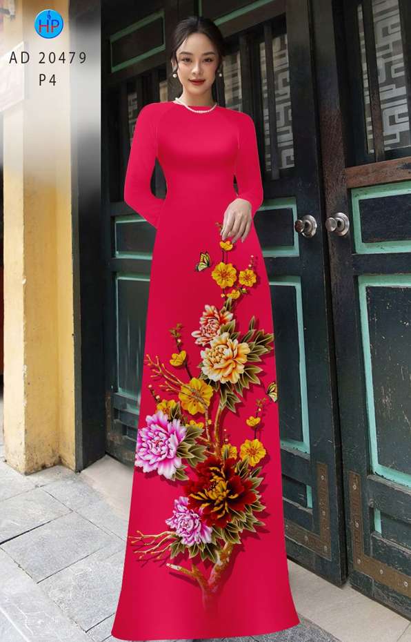 Vải Áo Dài Hoa In 3D mới ra AD 20479