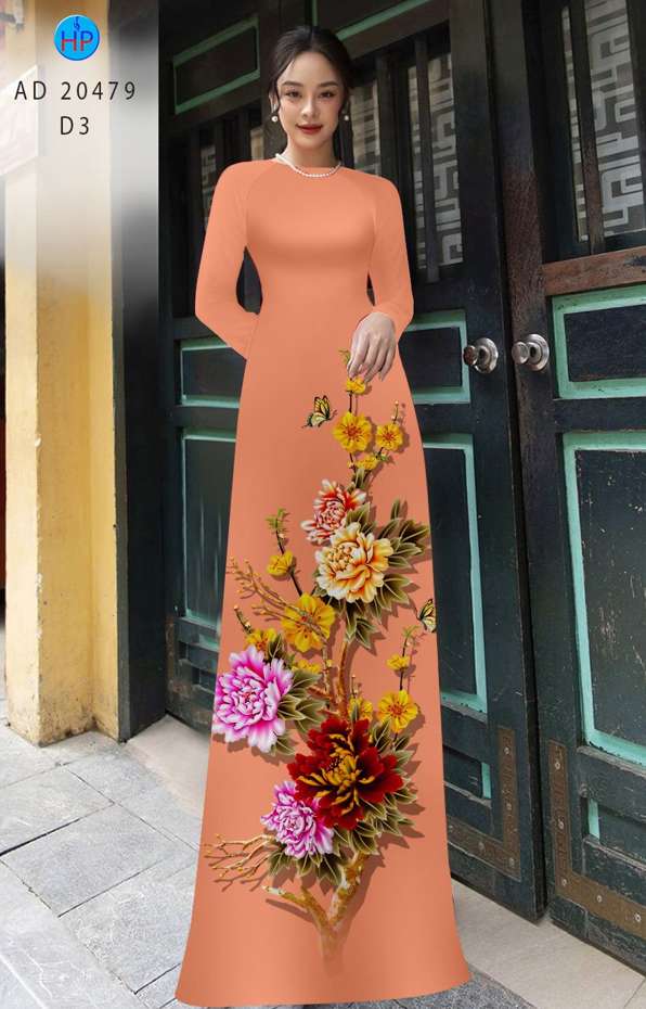 Vải Áo Dài Hoa In 3D mới ra AD 20479