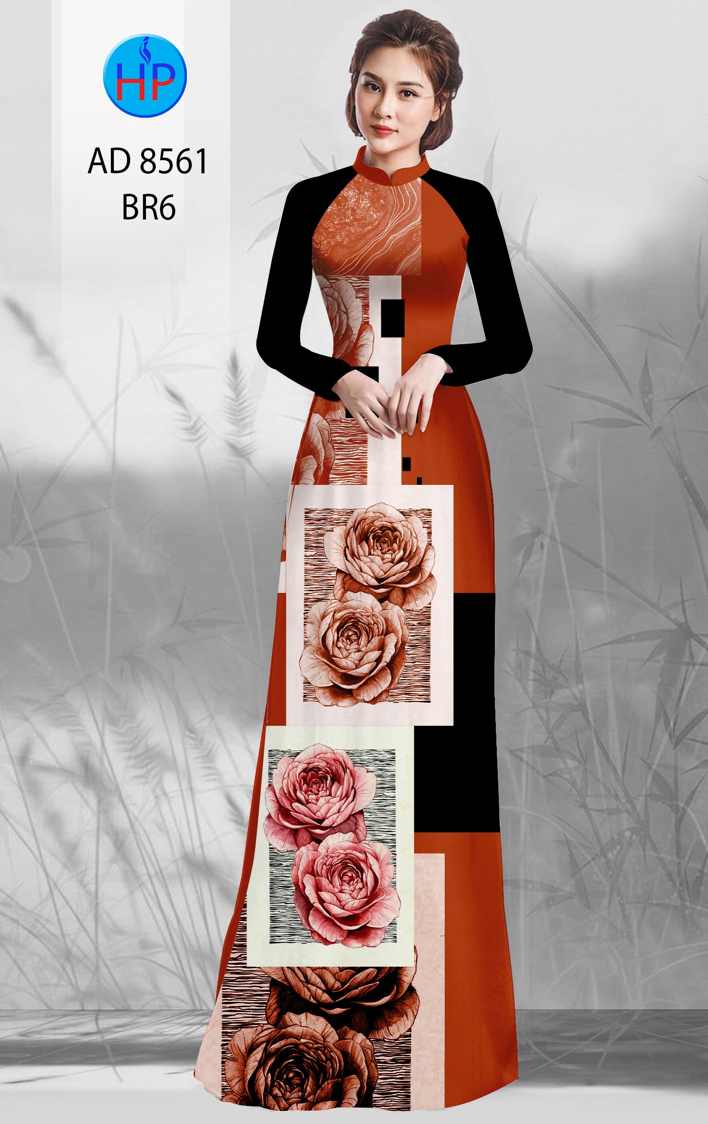 Vải Áo Dài Hoa Hồng kiểu mới AD 8561 36 Vải Áo Dài Hoa Hồng kiểu mới AD 8561