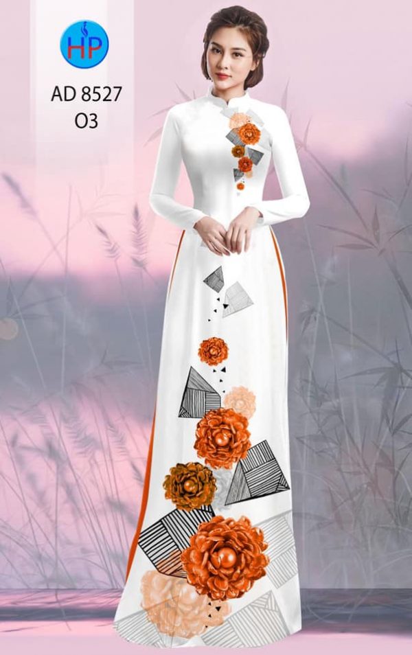 Vai Ao Dai Hoa In 3D thiet ke 2020 AD