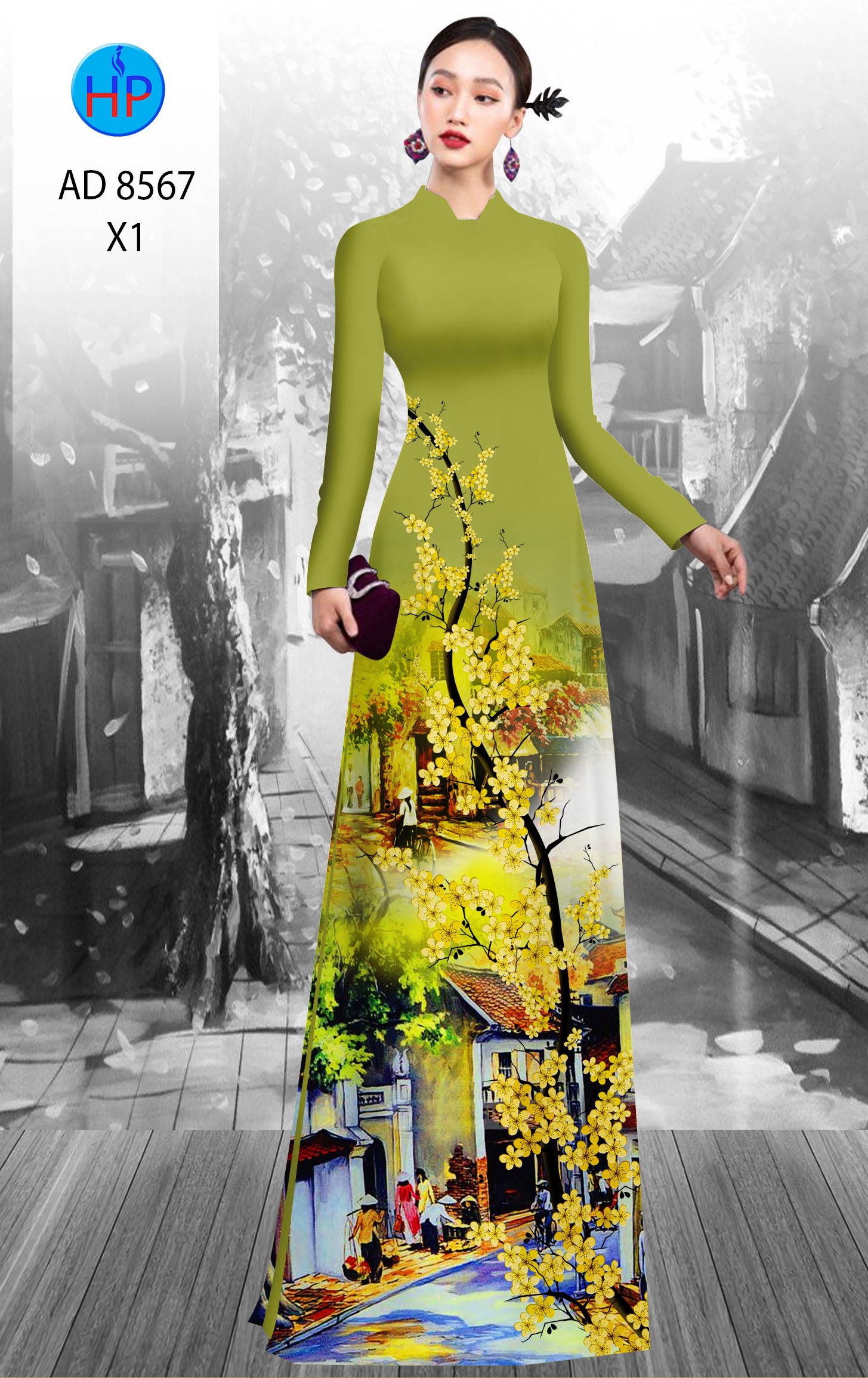 Vải Áo Dài Hoa Mai Vàng mới ra AD 8567 36 Vải Áo Dài Hoa Mai Vàng mới ra AD 8567