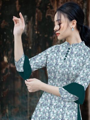 Vải Áo Dài Hoa Nhí kiểu mới AD KC7692 18 Vai Ao Dai Hoa Nhi kieu moi AD KC7692