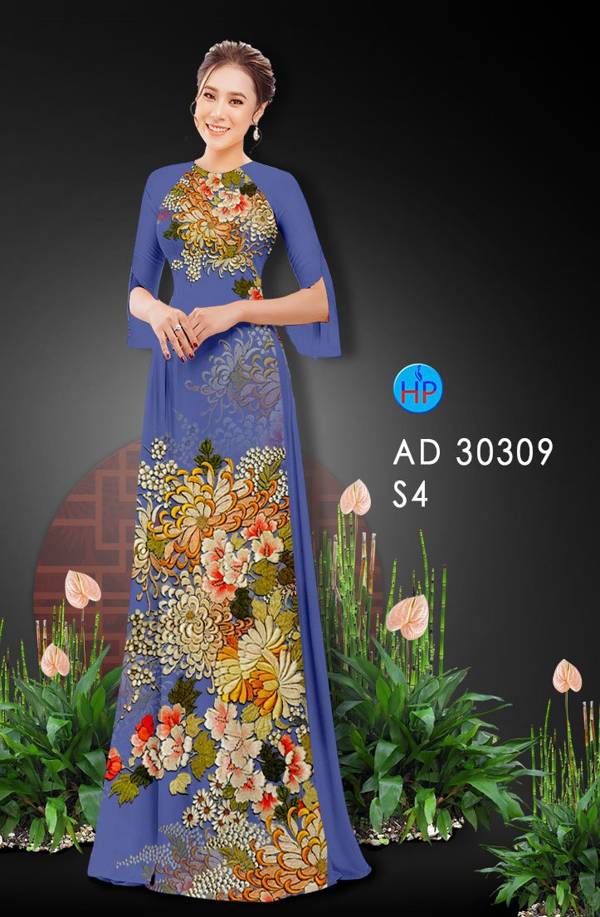 Vải Áo Dài Hoa In 3D mới ra AD 30309