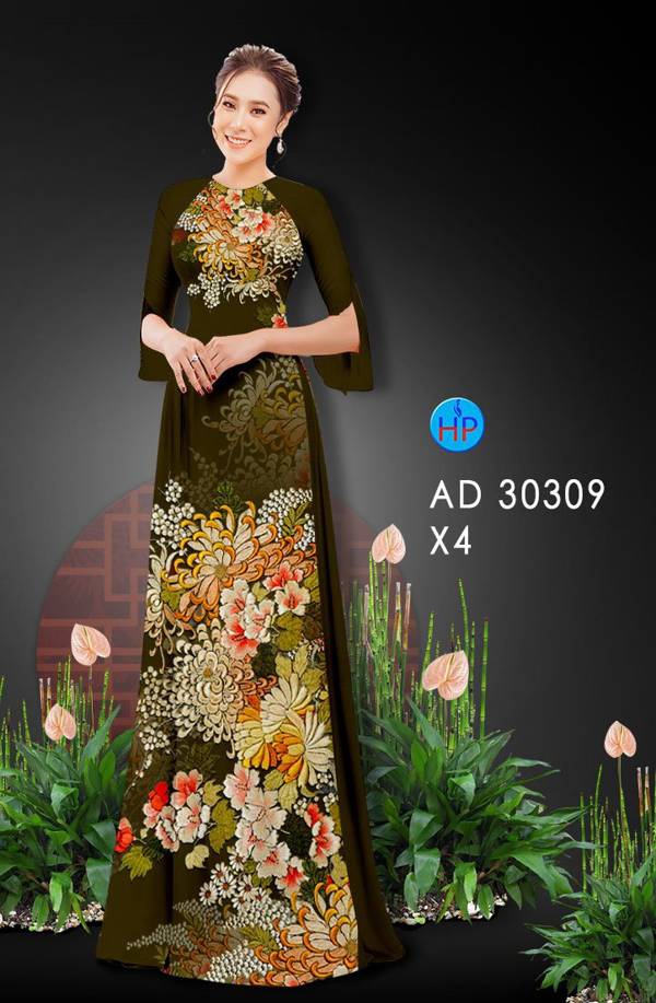 Vải Áo Dài Hoa In 3D mới ra AD 30309