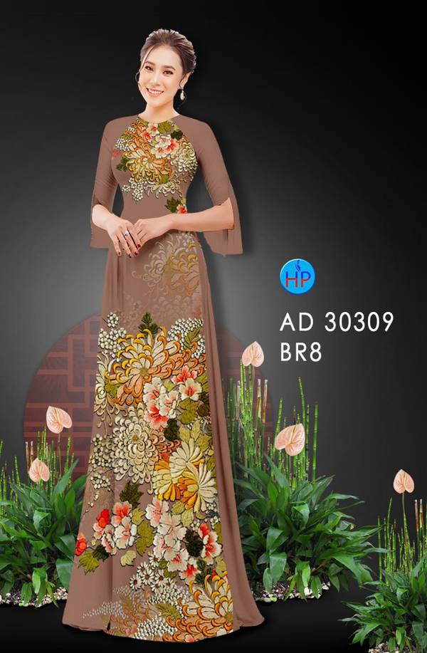Vải Áo Dài Hoa In 3D mới ra AD 30309