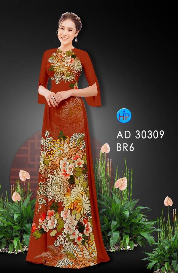 Vải Áo Dài Hoa In 3D mới ra AD 30309