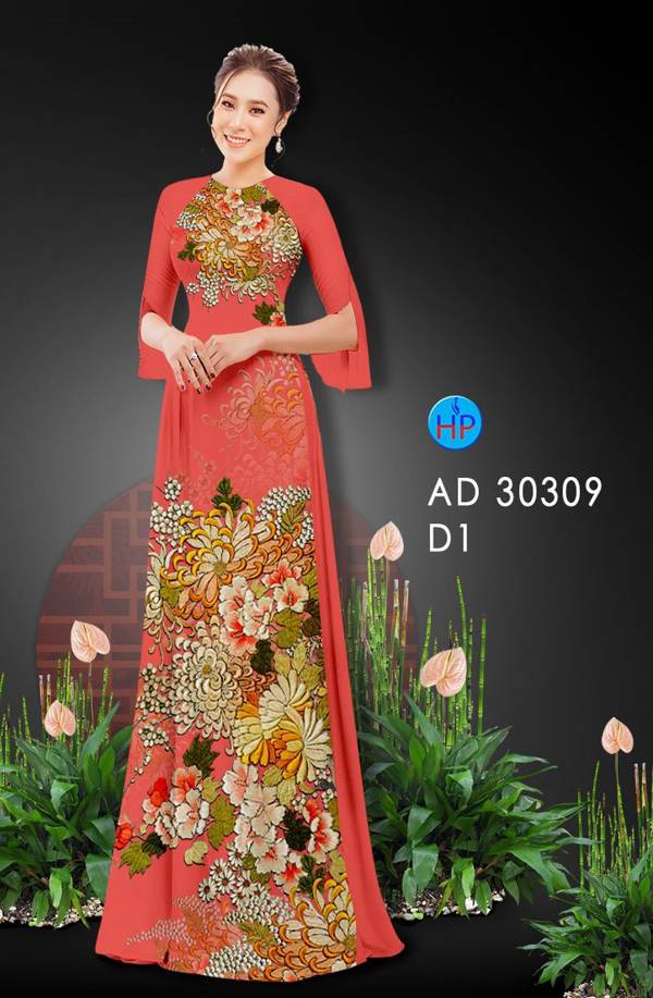 Vải Áo Dài Hoa In 3D mới ra AD 30309