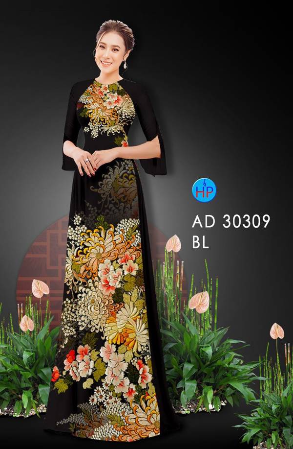 Vải Áo Dài Hoa In 3D mới ra AD 30309