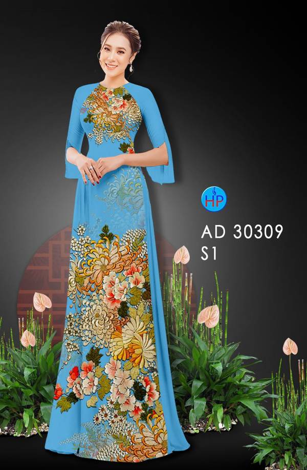 Vải Áo Dài Hoa In 3D mới ra AD 30309